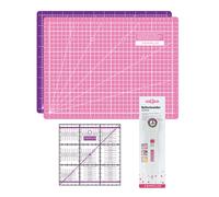 Semplix Schneidematten-Set A4 pink/lila Lineal/ Rollschneider 20 mm