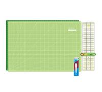 SEMPLIX Schneidematten Set - Schneideunterlage 90 x 60 cm (A1), Rollschneider Maxi, Patchwork Lineal + Aqua-Trickmarker (hellgrün/grün)