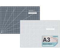 SEMPLIX Selbstheilende Schneidematte A0-A4 - Grün, Rosa, Grau, Türkis, Lila - Ideal fürs Basteln, Nähen & Patchworken - Beidseitig Bedruckt - Vorderseite cm Rückseite inch Bemaßung (Hellgrau-Grau, A3)