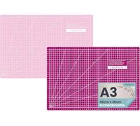 SEMPLIX Selbstheilende Schneidematte A0-A4 - Grün, Rosa, Grau, Türkis, Lila - Ideal fürs Basteln, Nähen & Patchworken - Beidseitig Bedruckt - Vorderseite cm Rückseite inch Bemaßung (Beere-Rosa, A3)