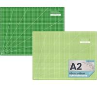 SEMPLIX Selbstheilende Schneidematte A0-A4 - Grün, Rosa, Grau, Türkis, Lila - Ideal fürs Basteln, Nähen & Patchworken - Beidseitig Bedruckt - Vorderseite cm Rückseite inch Bemaßung (Hellgrün-Grün, A2)