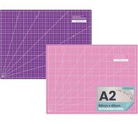 SEMPLIX Selbstheilende Schneidematte A0-A4 - Grün, Rosa, Grau, Türkis, Lila - Ideal fürs Basteln, Nähen & Patchworken - Beidseitig Bedruckt - Vorderseite cm Rückseite inch Bemaßung ( Pink-Lila, A2)