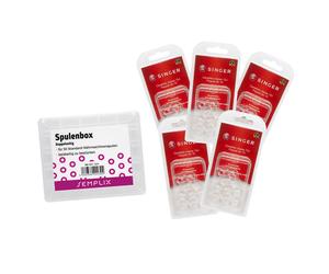 Semplix Spulenbox mit 50 original Singer Spulen (drop in/ 20,2 x 11,5 mm) Sparpack!