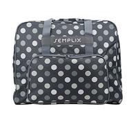 SEMPLIX XL-Nähmaschinentasche, Polka Dots Anthrazit/Grau, 52x42x27 cm, Große stabile Transport und Aufbewahrungs Tasche für große Nähmaschinenmodelle