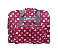 SEMPLIX XL-Nähmaschinentasche, Polka Dots Beere/Rosa, 52x42x27 cm, Große stabile Transport und Aufbewahrungs Tasche für große Nähmaschinenmodelle