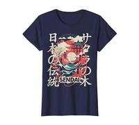 Sendai City Retro 90er Japan Ästhetik 80er Jahre Sendai T-Shirt, Damen, Marineblau, XXL