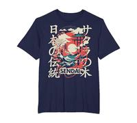 Sendai City Retro 90er Japan Ästhetik 80er Jahre Sendai T-Shirt, Herren Große Größen, Marineblau, 3X Tall