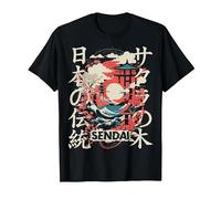 Sendai City Retro 90er Japan Ästhetik 80er Jahre Sendai T-Shirt, Herren, Schwarz, 4XL