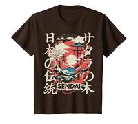 Sendai City Retro 90er Japan Ästhetik 80er Jahre Sendai T-Shirt, Kinder, Braun, 140