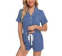 Senert Pyjama-Set für Damen, kurzärmelig, weiches Schlafanzug-Set mit Knopfleiste, Postpartum-Pyjama, Umstands-Loungewear, Größen S-XXL, M