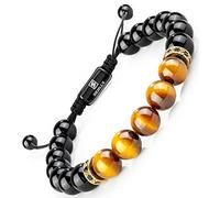 SENLLY Doppelter Schutz Armband - 100% Echtes Naturstein - 8mm Yoga Energie Verstellbar Perlenarmband mit Natürliche Edelsteine für Männer Frauen