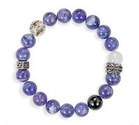 SENLLY Violet Crest - Beaded Stretch Bracelet with Natural Purple Chalcedony, White Agate & Black Herkimer Diamond, Handcrafted Natural Stone Jewelry for Balance, Clarity & Modern Style
