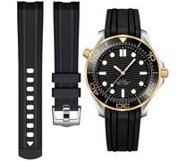 Senphyton FKM Uhrenarmband, 20 mm, Fluorkautschuk, kompatibel mit Omega Seamaster Diver 300, 300M, für Omega Watch-Armbänder, Schwarz