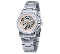 SENRUD Damen Automatikuhren Damen Edelstahl Skelett Wasserdicht Automatik Armbanduhren Geschenk für Frauen, silber, Modern