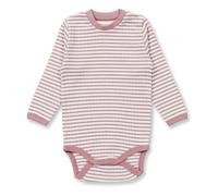 sense-organics Baby Body geringelt, Modell YVON Altrosa-Weiß geringelt 86