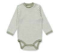 sense-organics Baby Body geringelt, Modell YVON Salbeigrün-Weiß geringelt 74