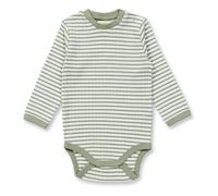 sense-organics Baby Body geringelt, Modell YVON Salbeigrün-Weiß geringelt 92