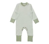 Sense Organics Overall mit Klappfuß Ringel Rippqualität 92 natur/grün doppelripp | wirkware