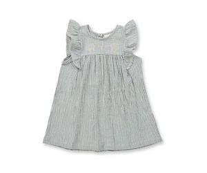 sense-organics Sense Organic Mädchen Sommerkleid Bio Baumwolle Blaugrau Weiß 110