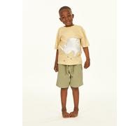 Sense Organics Kinder T-Shirt, Modell ANTON Butterblumengelb-weiß geringelt mit Nashorn 104
