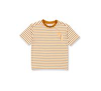 Sense Organics Kinder T-Shirt, Modell ANTON Currybraun-weiß geringelt mit Surfbret 122