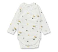 sense-organics Wickel Langarmbody mit Baumdruck, Modell YGON Weiß mit Bäumen 50/56