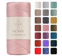 Sensy Premium 2 mm 220 Meter Polyester-Seil, 100% Polypropylen-Kordel Makramee-Kordel 2 mm Häkeltasche Kordel Makramee Seil Häkelgarn Geschenk für Strickwaren (Rosa)