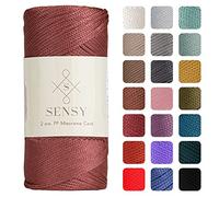 Sensy Premium 2 mm 220 Meter Polyester-Seil, 100% Polypropylen-Kordel Makramee-Kordel 2 mm Häkeltasche Kordel Makramee Seil Häkelgarn Geschenk für Strickwaren (Staubrosa)