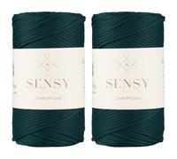 Sensy Premium 3 mm 120 Meter Polyester-Seil, 100% Polypropylen-Kordel, Makramee-Seil, Häkeltaschen-Kordel, Häkelgarn, Geschenk für Stricker (Waldgrün)