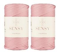 Sensy Premium 3 mm 120 Meter Polyester-Seil, 100% Polypropylen-Kordel, Makramee-Seil, Häkeltaschen-Kordel, Häkelgarn, Geschenk für Stricker (Rosa)