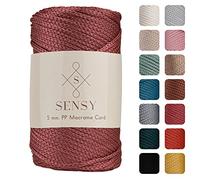 Sensy Premium 5 mm 100 Meter Polyester-Seil, 100 % Polypropylen, Makramee-Schnur, 5 mm, Häkelnadel, Makramee-Seil, Häkelgarn, Geschenk für Stricker, (Dusty Rose)