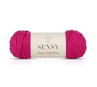 Sensy Super Soft Saver Yarn, 3.5 oz, 190 Yards, Gauge 4 Medium (Fuchsia)