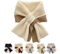 Sentechx Winter Patchwork Farben gestrickt Schal, weiche kurze gestrickte Schal, Frauen Winter stilvolle warme Kreuz Hals Wrap (Khaki)