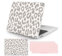 Seorsok Kompatibel mit MacBook Air 13 Zoll Modell A1932 A2179 M1 A2337 Touch ID Release 2020 2019 2018 Plastik Hartschale Hülle Schutzhülle mit 2 Stück Rosa Tastaturabdeckung Leopard Print
