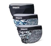 Separatec Herren Slips Strings Bambus-Rayon Unterhosen Männer Doppelbeutel Herrenunterwäsche Atmungsaktiv und Weich Druckdesign Niedrige Bikinis 3er Pack L