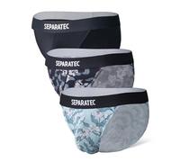 Separatec Herren Slips Strings Bambus-Rayon Unterhosen Männer Doppelbeutel Herrenunterwäsche Atmungsaktiv und Weich Druckdesign Niedrige Bikinis 3er Pack L