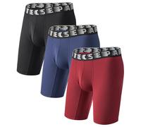Separatec Herren-Unterwäsche, lange Beine, Boxershorts, Anti-Scheuern, separate Tasche, Unterwäsche für Herren, sportliche Unterstützung, Passform, 3 Stück, 1 x Schwarz, 1 x dunkle Traube, 1 x