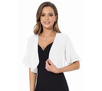 Sepsap Damen Schwarzer Chiffon Formaler Shrug für Abendkleid, weiß, 48