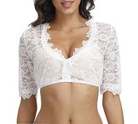 September Angebote Sale Spitze Dirndlbluse Halbarm Oktoberfest Bluse Damen Grosse Grössen Spitzen Crop Top Damen Weiss Trachten Shirts Damen Dirndlbluse Knopf Oben Damenblusen Sommer Sale