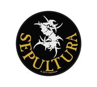 Rock Off officially licensed products Sepultura Patch Sepultura Circular Band Logo Nue offiziell Schwarz Woven Sew on One Size