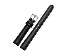 SEQLTWFC 12 14 16 18 mm Damen-Uhrenarmbänder aus echtem Leder, rosa, weiß, rot, kompatibel mit Casio Fossil Wrist Band Lily 2, Uhrenarmband aus Rindsleder(Black-steel,14mm)