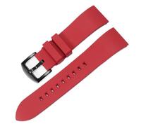 SEQLTWFC 20 21 22 23 24 mm Schnellverschluss-Uhrenarmband aus FKM-Gummi, kompatibel mit Casio Seiko Tissot Citizen Omega Longines Sport-Silikonarmband(Red-black pin,23mm)
