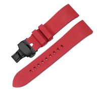 SEQLTWFC 20 21 22 23 24 mm Schnellverschluss-Uhrenarmband aus FKM-Gummi, kompatibel mit Casio Seiko Tissot Citizen Omega Longines Sport-Silikonarmband(Red black,24mm)