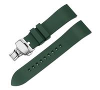 SEQLTWFC 20 21 22 23 24 mm Schnellverschluss-Uhrenarmband aus FKM-Gummi, kompatibel mit Casio Seiko Tissot Citizen Omega Longines Sport-Silikonarmband(Green silver,21mm)