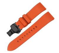 SEQLTWFC 20 21 22 23 24 mm Schnellverschluss-Uhrenarmband aus FKM-Gummi, kompatibel mit Casio Seiko Tissot Citizen Omega Longines Sport-Silikonarmband(Orange black,20mm)