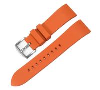 SEQLTWFC 20 21 22 23 24 mm Schnellverschluss-Uhrenarmband aus FKM-Gummi, kompatibel mit Casio Seiko Tissot Citizen Omega Longines Sport-Silikonarmband(Orange-silver pin,20mm)