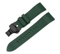 SEQLTWFC 20 21 22 23 24 mm Schnellverschluss-Uhrenarmband aus FKM-Gummi, kompatibel mit Casio Seiko Tissot Citizen Omega Longines Sport-Silikonarmband(Green black,21mm)
