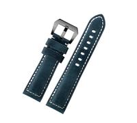 SEQLTWFC 20 mm 22 mm 24 mm 26 mm Herren-Uhrenarmband aus echtem Leder, mattiert, grün-braun, Retro-Stil, kompatibel mit Panerai Casio, Rindsleder-Armband(Blue-black,20mm)