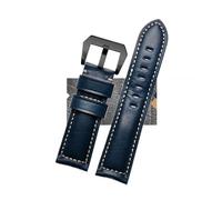 SEQLTWFC 20 mm 22 mm 24 mm 26 mm Herren-Uhrenarmband aus echtem Leder, mattiert, grün-braun, Retro-Stil, kompatibel mit Panerai Casio, Rindsleder-Armband(Retro blue-black,26mm)