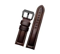 SEQLTWFC 20 mm 22 mm 24 mm 26 mm Herren-Uhrenarmband aus echtem Leder, mattiert, grün-braun, Retro-Stil, kompatibel mit Panerai Casio, Rindsleder-Armband(36 dark brown-black,22mm)